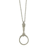 Silver Tone Magnifying Glass Pendant Necklace 30 In