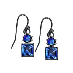 1928 Jewelry Black-Tone Light Blue AB Crystal Drop Earrings