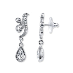 1928 Jewelry Silver-Tone Crystal Teardrop Earrings