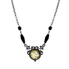 Black Tone Smoky Topaz Color Crystal Flower Necklace 16   19 Inch Adjustable